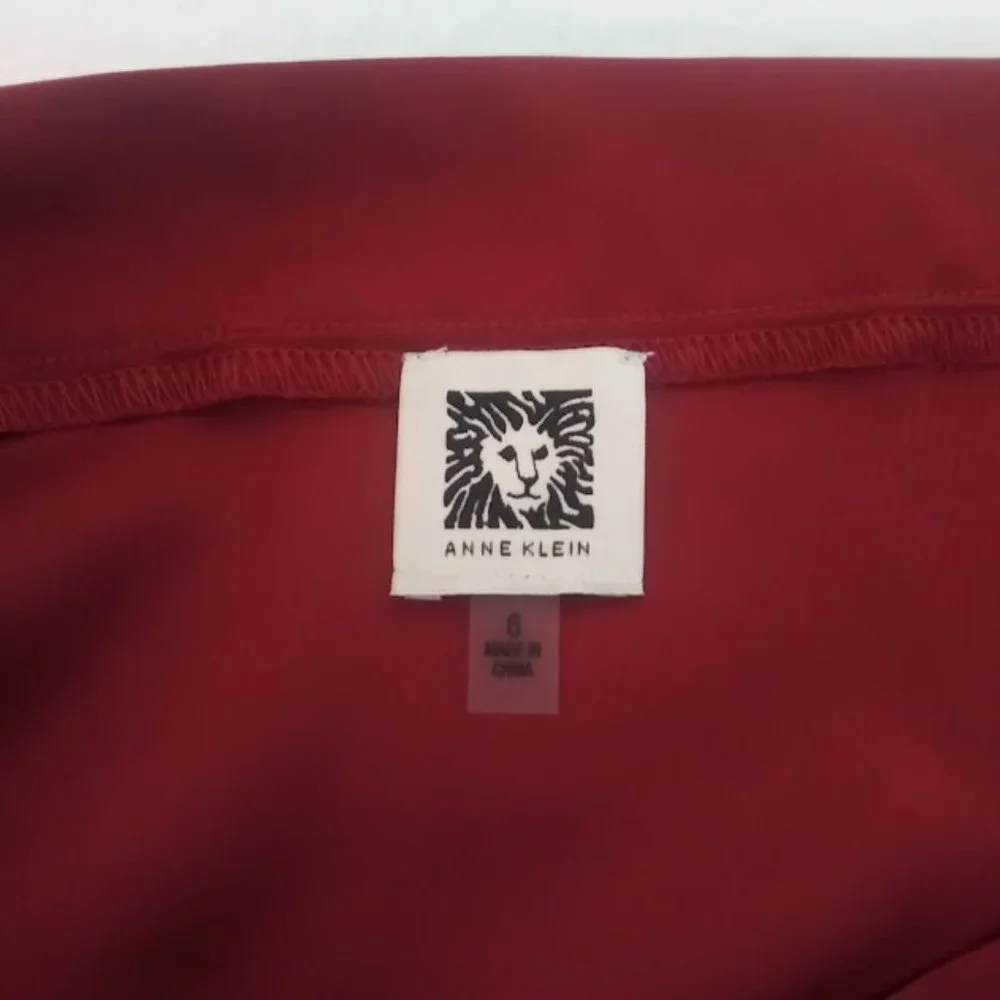 Anne klein women's size 6 dark red ruffle side slit skirt